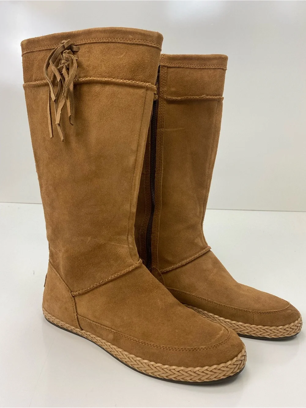 UGG Women's Chestnut Suede Tall Fringe Zip Boots